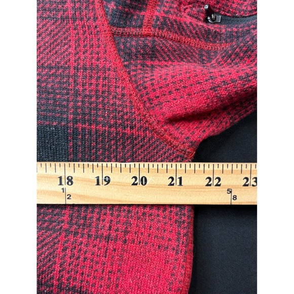 The North Face Mens‎ Fleece Pullover Red Black Plaid 1/4 Zip Medium Brown label - Picture 8 of 10